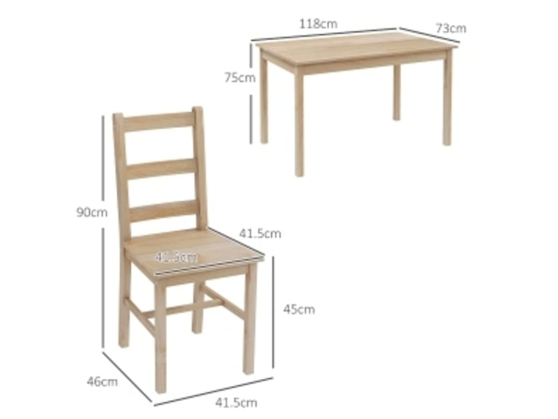  Ensemble table et 4 chaises 118x73 cm bois naturel  - Conforama D