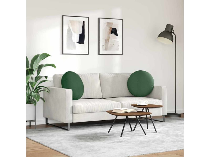  Lot de 2 coussins de siège, coussins décoratifs tissu en velours côtelé vert foncé cf59817  - Conforama D