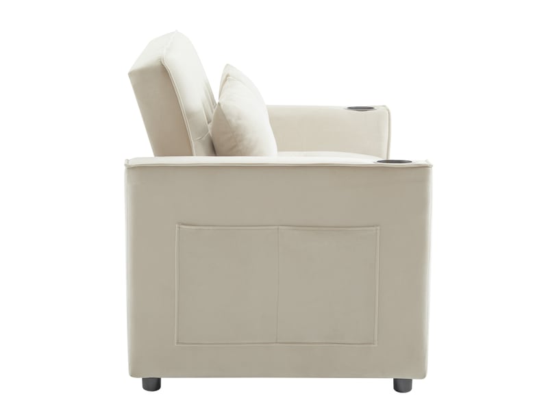 Canapé-lit pliable multifonction, convertible, porte-gobelet et coussins - Conforama D