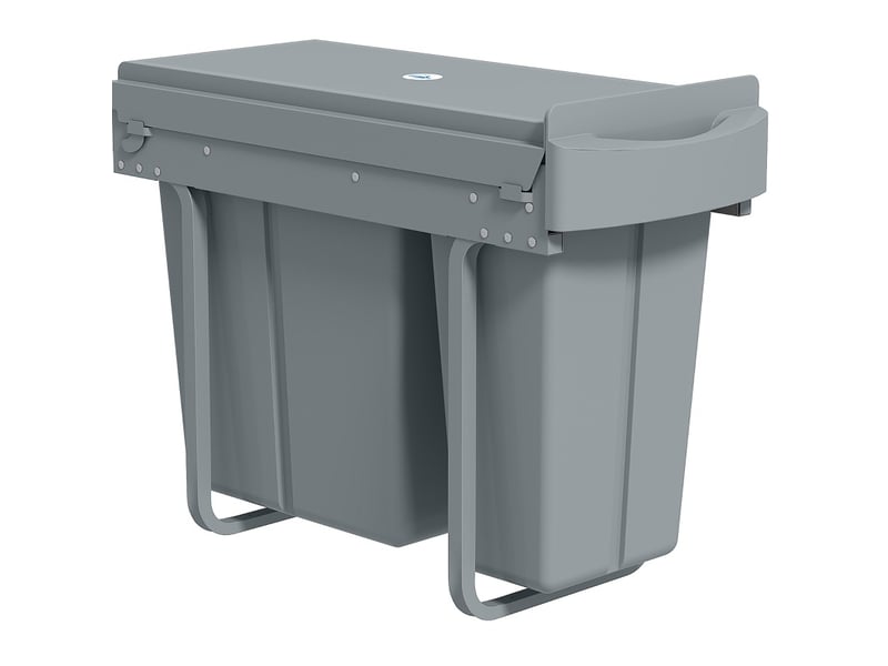 Poubelle de cuisine encastrable 30 l 52x26x40,8 cm – grise – 2 bacs amovibles, coulissement silencieux - Conforama D