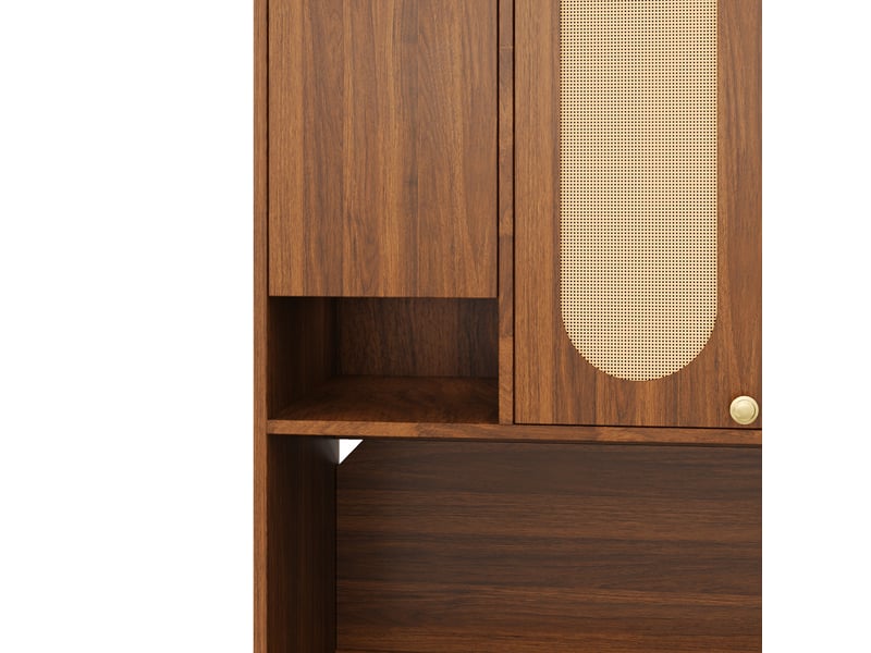  Buffet haut 106x40x178cm 8 portes mdf naturel rangement vaisselle et provisions  - Conforama E