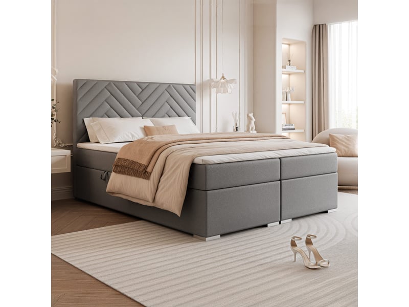  Lit coffre nerea - 160x200 cm - avec matelas et surmatelas - éco-cuir - gris NEREA - Conforama B