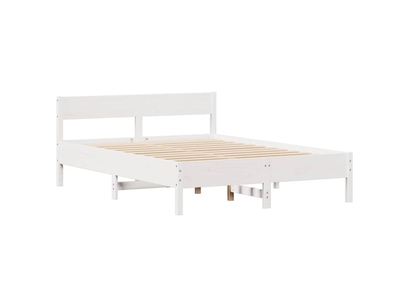  Lit double- lit adulte -  cadre de lit sans matelas blanc 150x200 cm bois de pin massif  - Conforama D