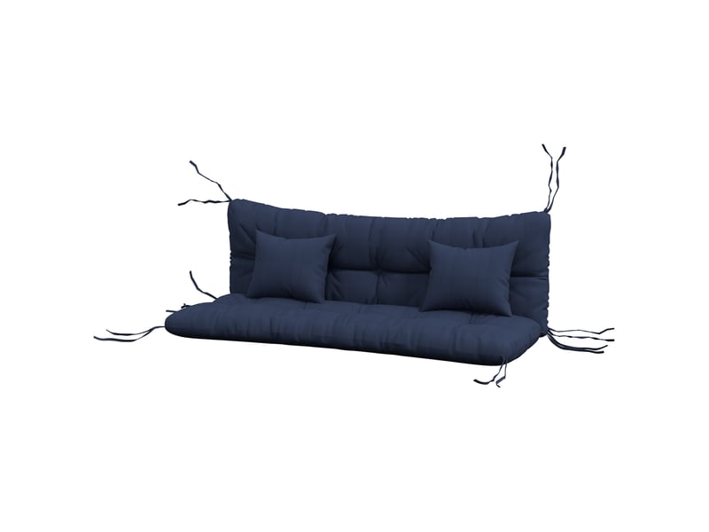Ensemble de 4 coussins d'assise, 150 x 50 cm, coussins de chaise déperlants avec attaches, 10 cm d'épaisseur, bleu marine - Conforama B
