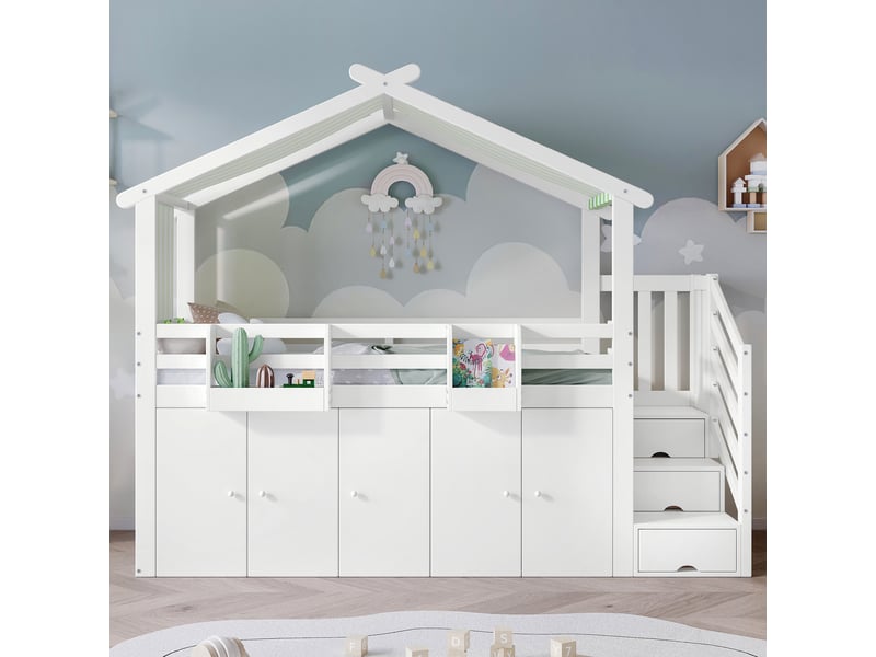  Lit cabane 90x200cm coloris blanc lit enfant blanc - Conforama B
