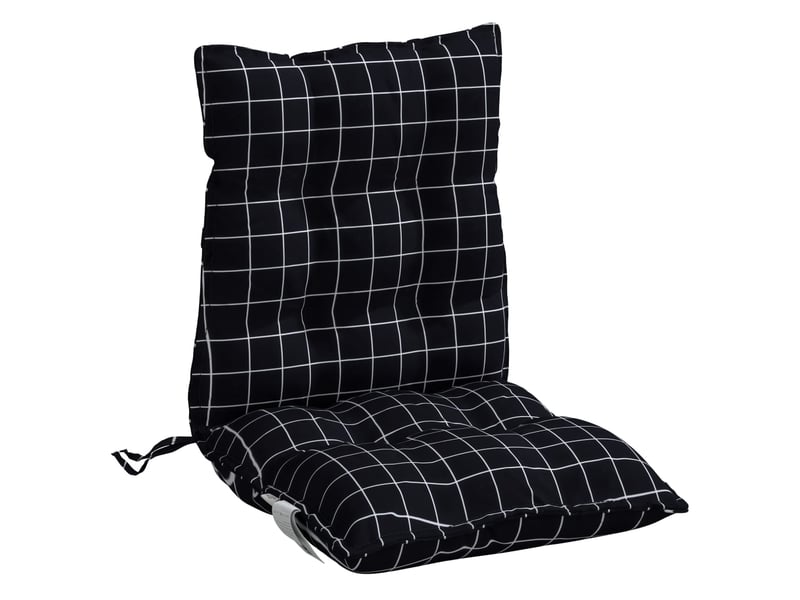 Lot de 4 coussins d'extérieur, coussins de chaise motif à carreaux noirs 100 x 50 x 7 cm cf56415 - Conforama E