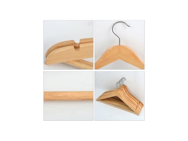  Lot de 10 cintres en bois à tête rotative msv  - Conforama D