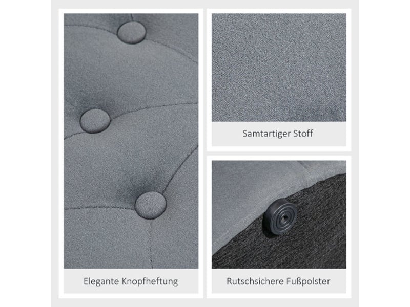  Pouf rond gris effet velours avec rangement et couvercle, ø60x40 cm, pour salon et chambre  - Conforama E