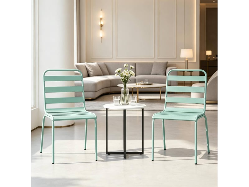 Lot de 2 chaises de jardin empilables en acier vertes 46 x 58 x 78 cm - Conforama D
