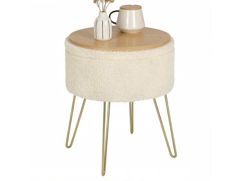  Aufbewahrungs hocker beistelltisch mit stauraum, runder pouf, couchtisch ø39 x 44 cm  - Conforama A
