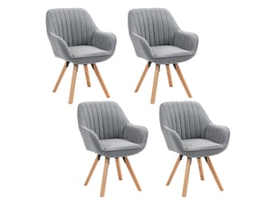Lot de 4 chaise salle à manger scandinave fauteuil coiffeuse siège pivotant avec accoudoirs rembourré en tissu pieds en bois massif, gris