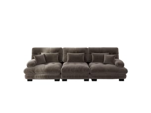 Canapé modulable 3 places en tissu chenille marron
