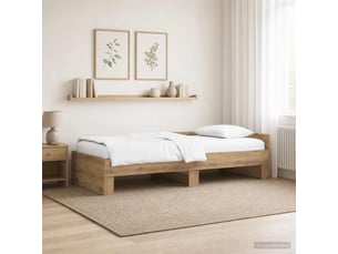 Lit adulte, lit simple, cadre de lit avec tête de lit chêne artisanal 80x200cm cf2538