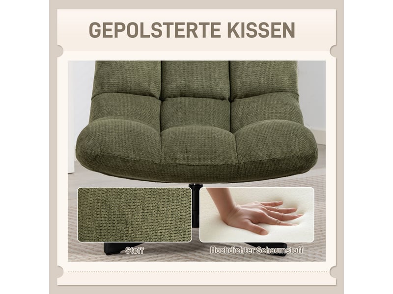  Fauteuil pivotant à 360° en tissu chenille et acier vert 95 x 75 x 90 cm  - Conforama E