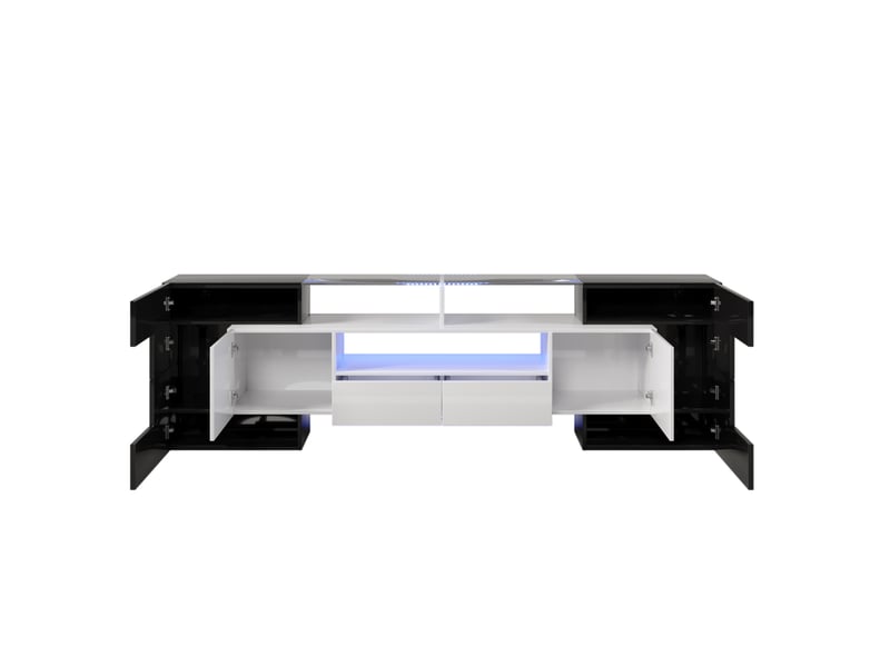  Meuble tv modenvie 200 x 35 x 60 cm avec led multicolore noir et blanc  - Conforama A