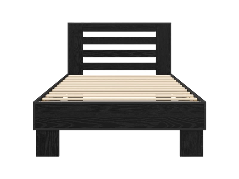  Lit simple- lit adulte -  cadre de lit avec tête de lit chêne noir 80 x 200 cm  - Conforama C