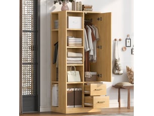 Armoire 1 porte(s) battante 2 tiroir(s) REDOM coloris naturel largeur 70 cm