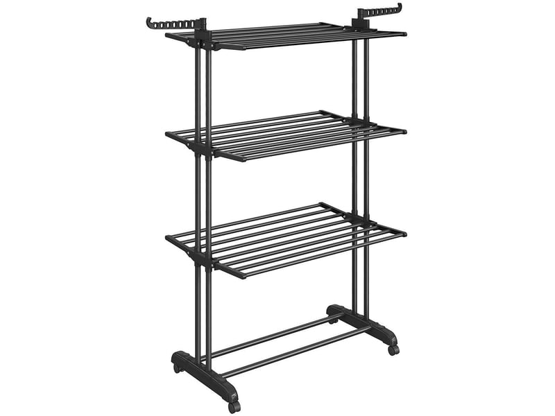  Séchoir à linge mobile pliable grande capacité 63,5 x 128 x 173 cm pratique intérieur extérieur en acier noir 12_0010915  - Conforama A