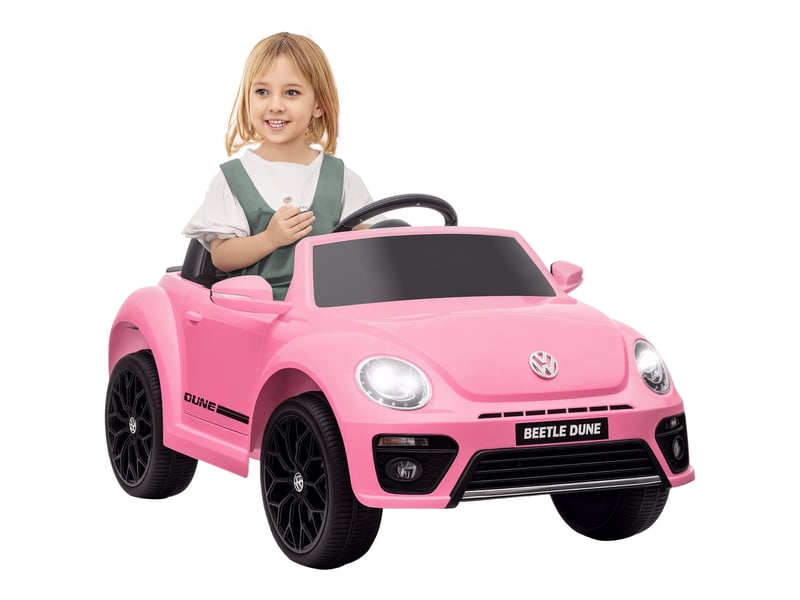 Voiture électrique pour enfants, coccinelle vw, 3-5 kmh, avec télécommande et musique, rose  - Conforama A