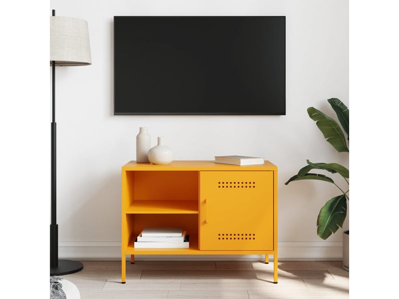  Meuble tv - banc tv - meuble de rangement jaune moutarde 68x39x50,5 cm acier  - Conforama C