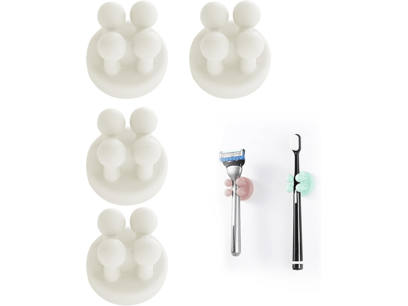 Lot de 4 porte-brosses à dents, crochet multifonction, convient pour salle de bain, cuisine et salon (blanc) - Conforama A