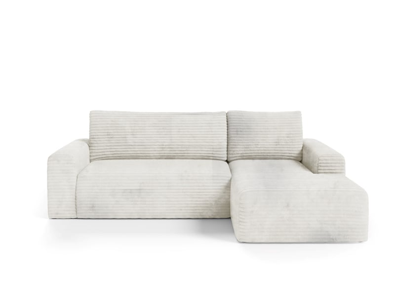  Canapé d'angle convertible en velours côtelé sontii creme  - Conforama A