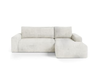Canapé d'angle convertible en velours côtelé sontii creme