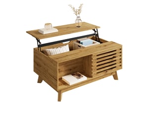Table basse rectangulaire coloris naturel ULQENI  - 55 cmx90 cm