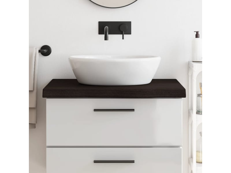  Comptoir de salle de bain, plan de travail marron foncé bois massif traité cf65865  - Conforama B