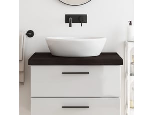 Comptoir de salle de bain, plan de travail marron foncé bois massif traité cf65865