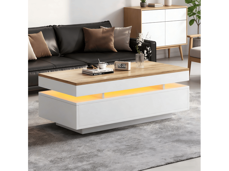  Table basse led 2 tiroirs 100 x 50 cm evryae  - Conforama C