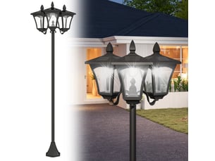 Lampe solaire de jardin 3 led, lampadaire d'extérieur classique, ip44, 51,5 x 47 x 182,5 cm
