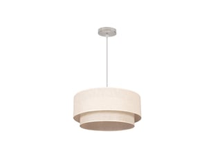 Suspension ABRILA Altea double abat-jour cylindrique beige, Ø50 cm, hauteur réglable 40-125 cm, grand format décoratif