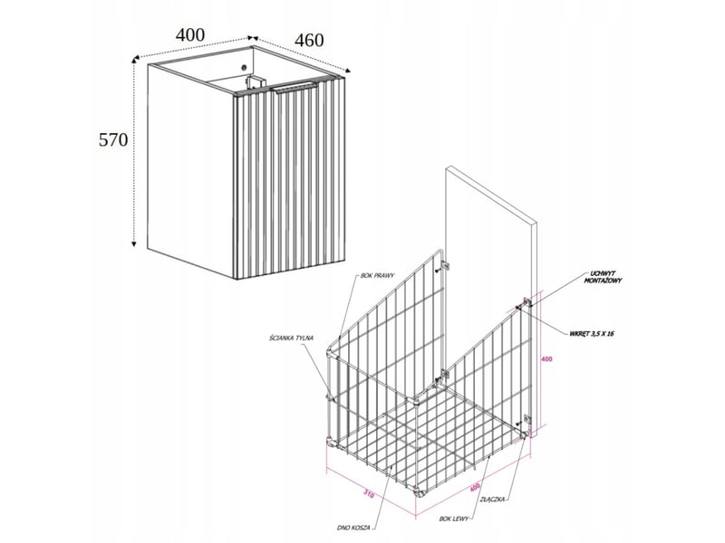 Ensemble de meubles bas flow noyer foncé 80 cm avec panier à linge - Conforama C