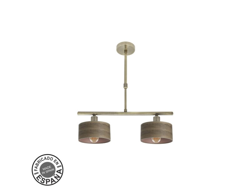  Lampe de plafond fabrilamp gilda cuirbois foncé 2 x e14 hauteur réglable 39-56 cm 43x14 cm 190352084 - Conforama A