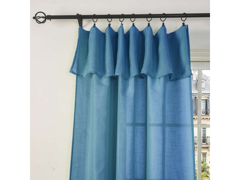 Lot de 2 voilages ajustables + 8 anneaux pince 140 x 270 cm evasion polyester effet lin - Conforama C