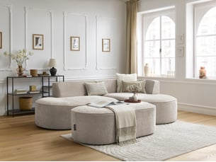 Canapé d'angle droit fixe BOBOCHIC ROUSSEAU 5 places Tissu Beige