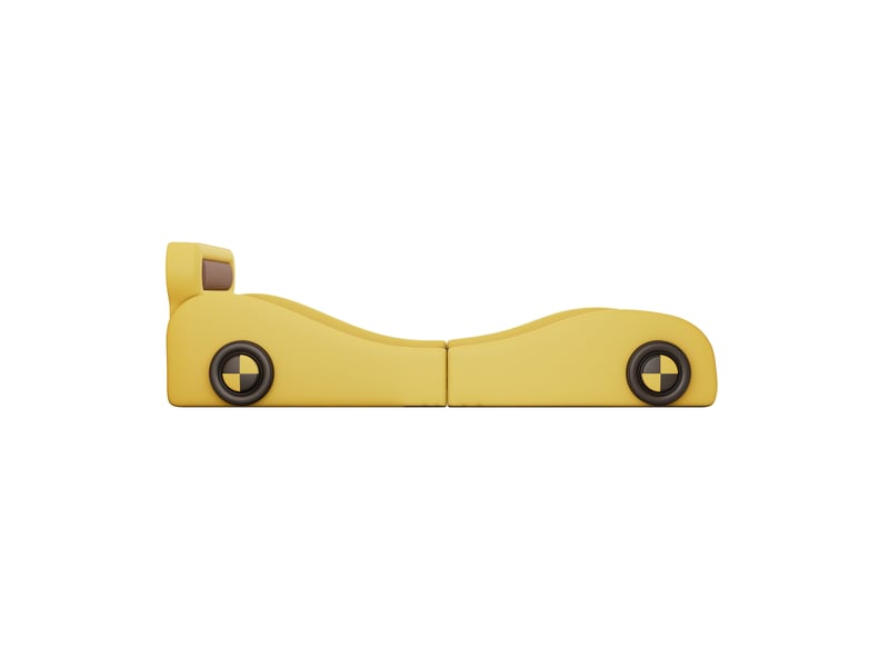  Lit voiture,roues lumineuses et espace de rangement, jaune,90x200cm lit enfant jaune - Conforama D