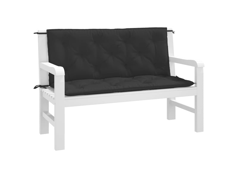  Lot de 2 coussins de banc jardin, coussins d'assise noir 120x50x7 cm tissu oxford cf58731  - Conforama C
