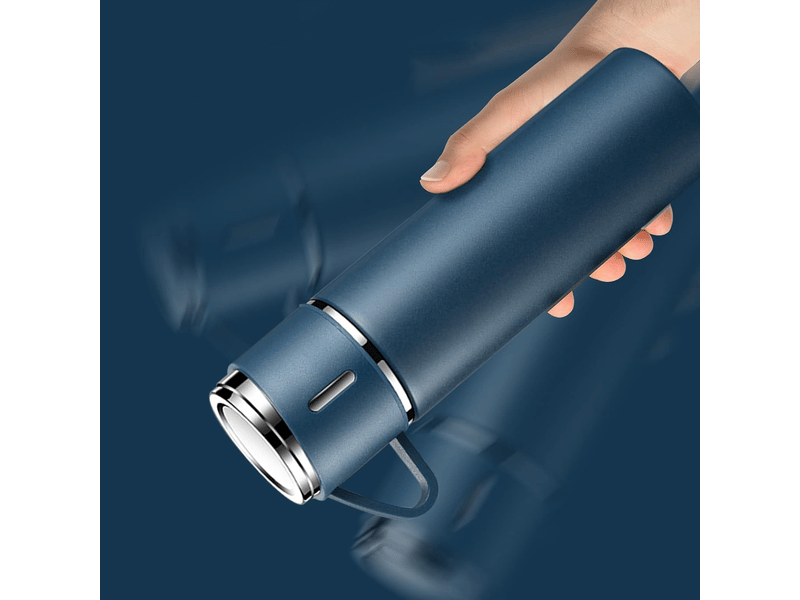  Bouteille isotherme 500ml, inox 304, avec tasse, bleu  - Conforama C