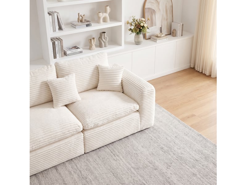  Canapé d’angle modulable 3 places 280x180x65 cm beige  - Conforama D