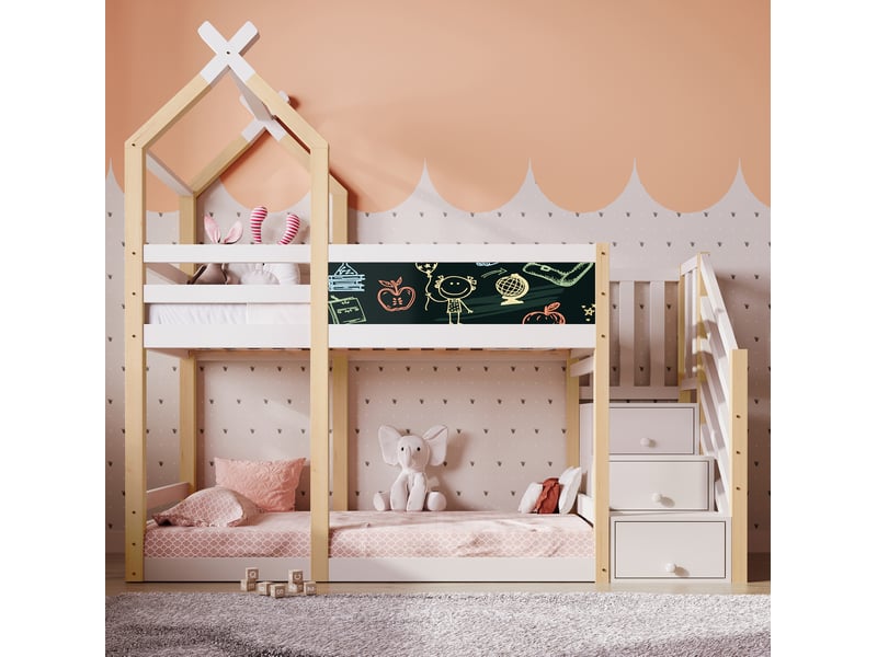  Modenvie lit mezzanine enfant 90x200 cm - avec rangement intégré, sans matelas - blanc  - Conforama E