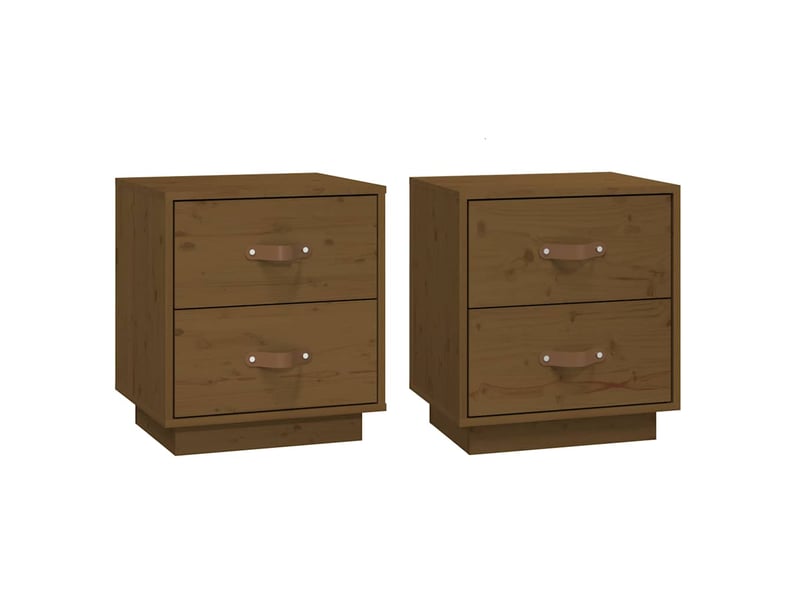  Lot de 2 tables de chevet - cabinet de chevet - table de nuit marron miel 40x34x45 cm bois pin massif  - Conforama A