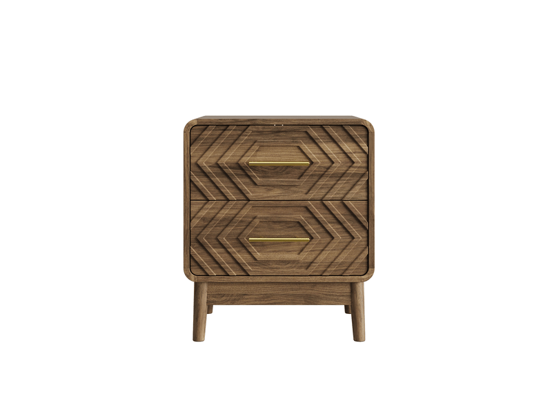  Table de chevet 2 tiroirs finition noyer 48 x 38 cm homvra  - Conforama A