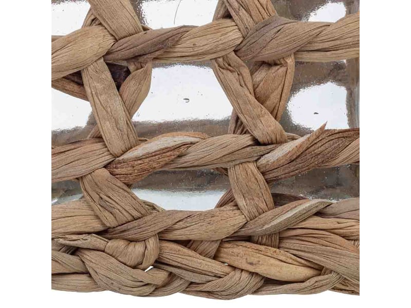  Bougeoir en verre recouvert de fibres naturelles marron 9,5x9,5x10 h cm  - Conforama E