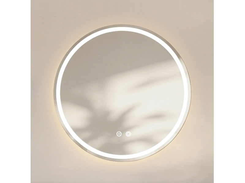  Miroir de salle de bain rond mural 60 x 60 x 3 cm, éclairage réglable, antibuée, argenté  - Conforama B