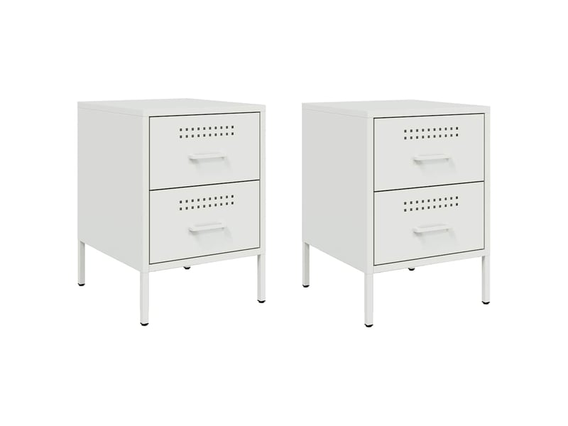  Lot de 2 tables de chevet - cabinet de chevet - table de nuit blanc 36x39x50,5 cm acier  - Conforama A