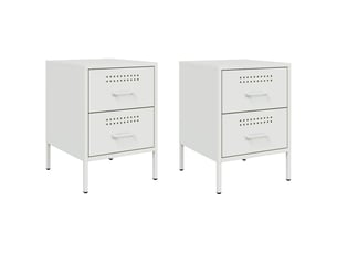 Lot de 2 tables de chevet - cabinet de chevet - table de nuit blanc 36x39x50,5 cm acier