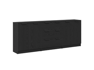 Buffet - bahut - meuble de rangement 3 pc chêne noir 180 x 30 x 70 cm bois d'ingénierie