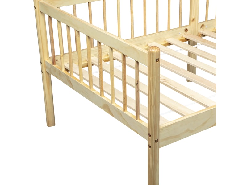  Lit banquette 90x200 cm avec garde-corps sur trois côtés en bois naturel sans matelas  - Conforama B
